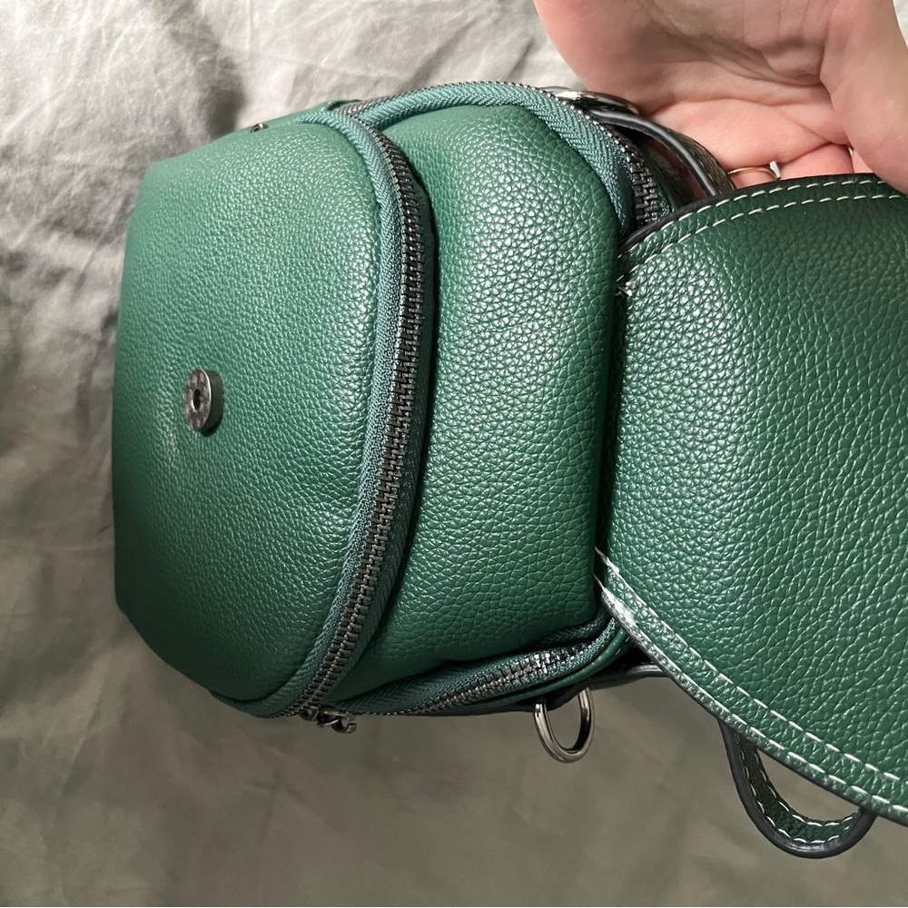 Green Leather Texture Mini Backpack, Crossbody, M… - image 2